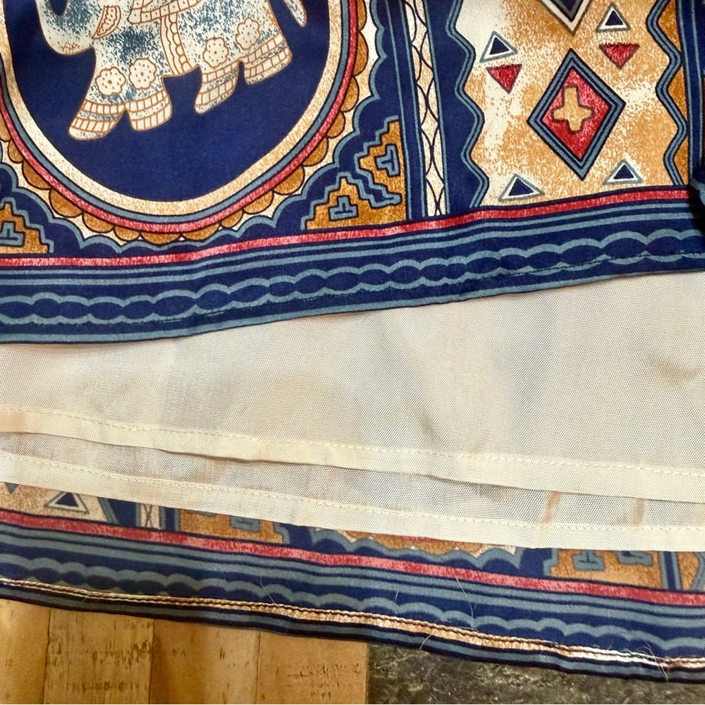 EUC Voom by Joy Han Elephant Print Boho Mini Skirt 100% Silk - Picture 6 of 7